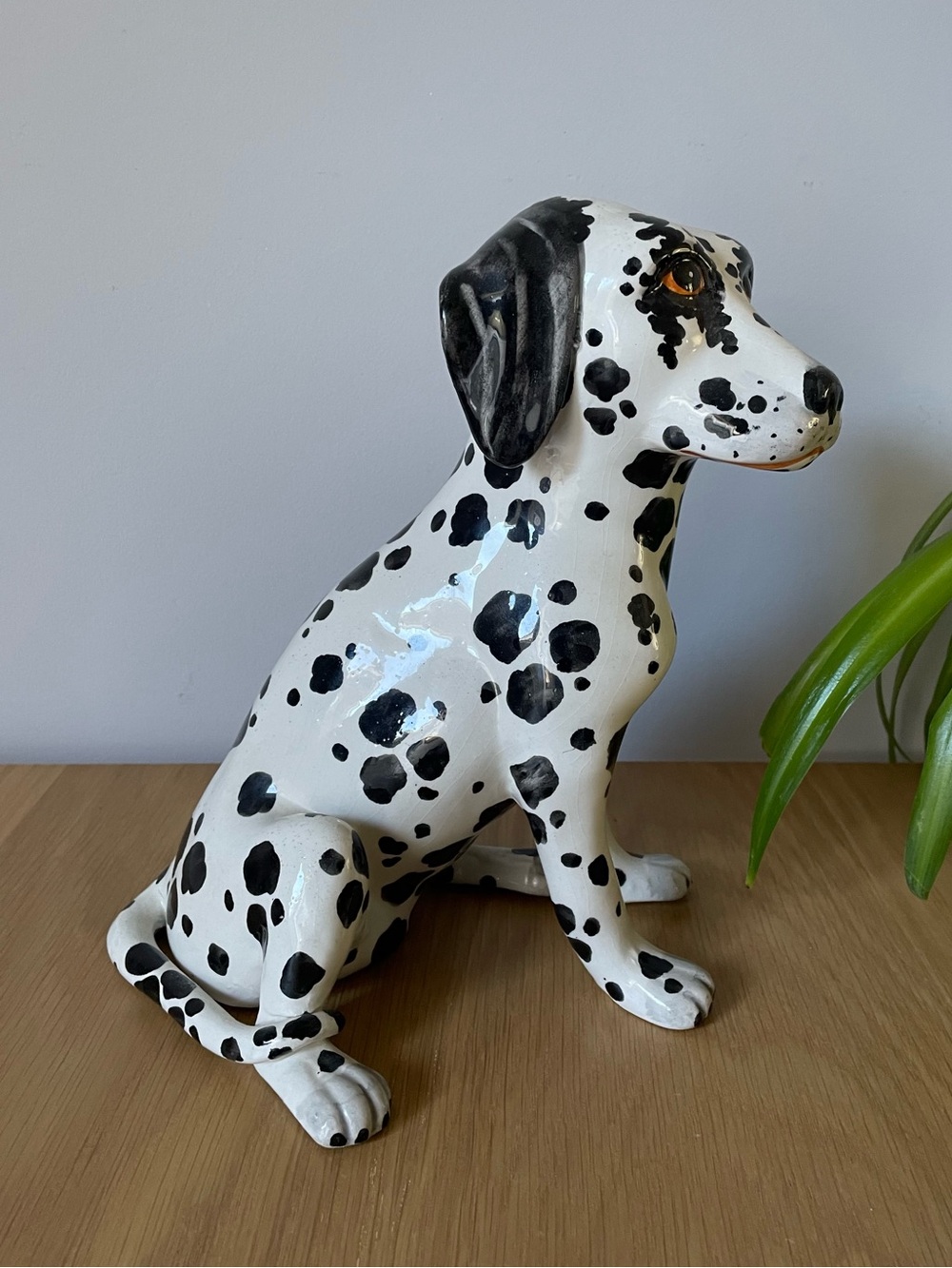 Vintage 70s Italian Pottery Dalmatian Dog Figurine Statue Hollywood Regency